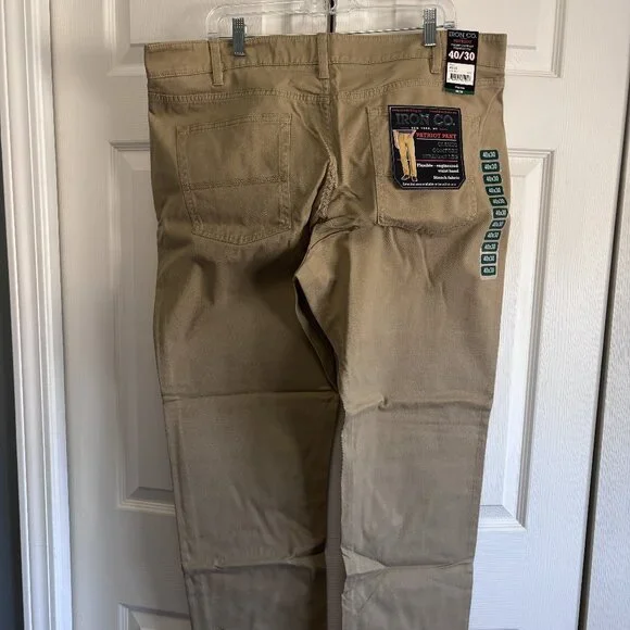 NWT Iron Co Patriot Pants 40x30 Classic Comfort Straight Leg Khaki - Picture 2 of 4